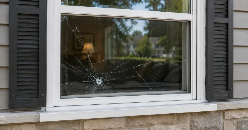technician measuring window opening for emergency glass replacement Cedar Valley, Erin