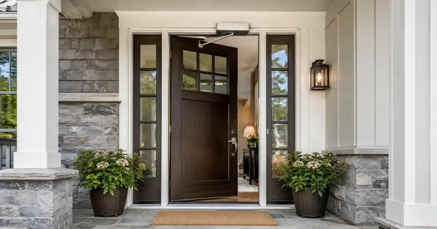 residential automatic door opener installed on exterior entry door in Erin