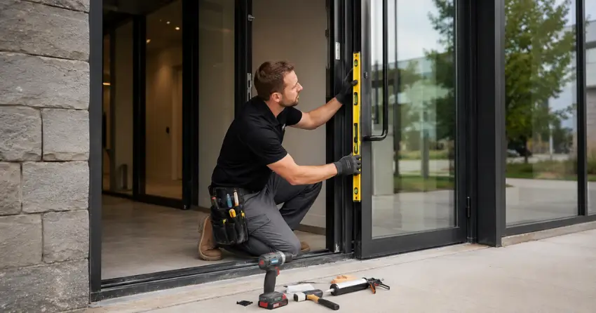 commercial glass door frame installation Erin