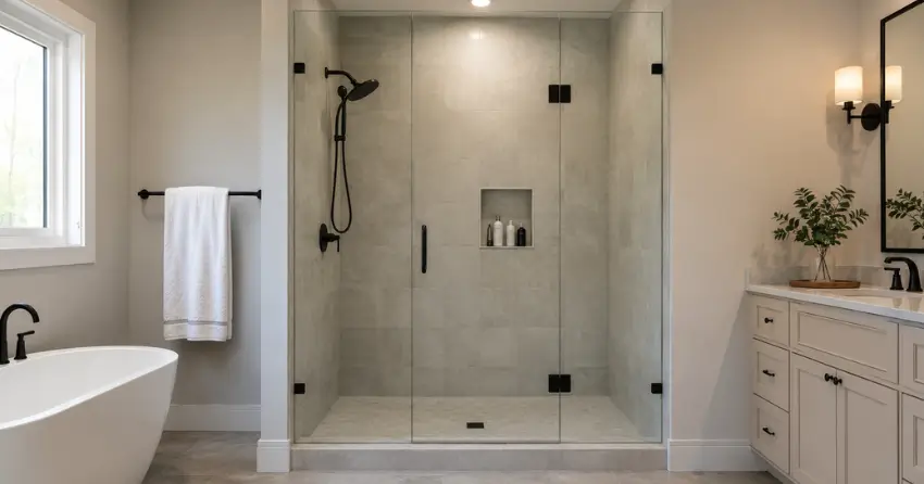new frameless glass shower door installed in Ballinafad, Erin
