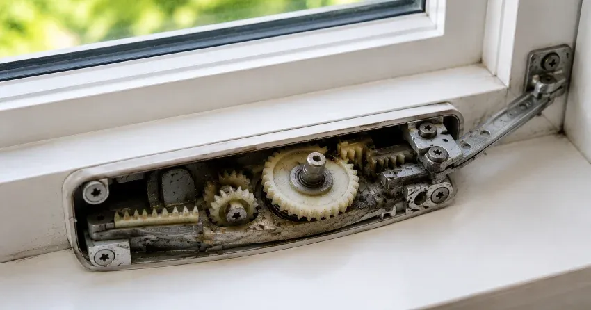 technician replacing casement window crank operator in Ospringe, Erin home