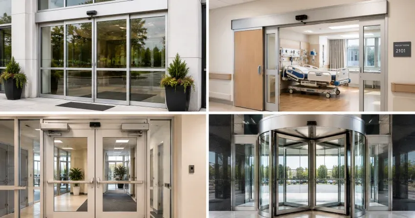 automatic door services technician completing system diagnostic in Ballinafad, Erin